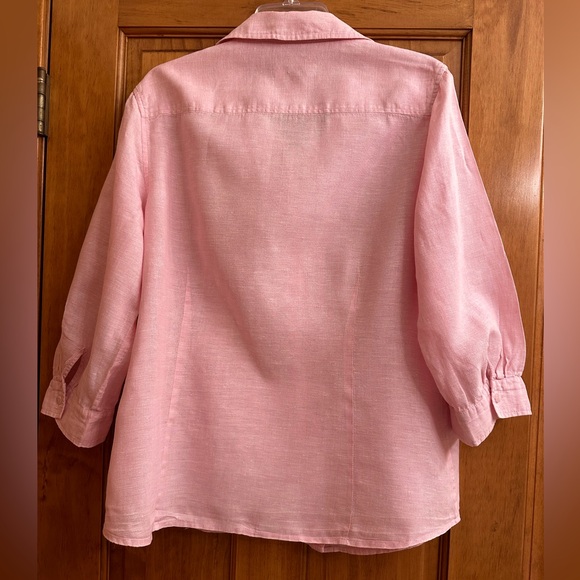 Coldwater Creek Pink Linen Top Size L 14 - Picture 2 of 5